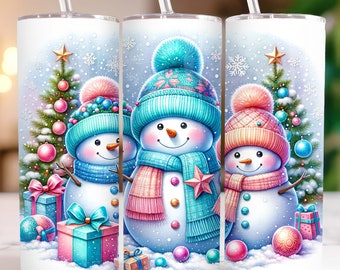 Cute Christmas Tumbler Wrap Snowman Tumbler Wrap PNG Sublimation Design Snowman Tumbler Wrap 20oz Skinny Tapered & Straight Digital Download
