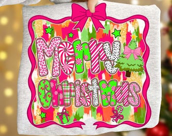 Preppy Merry Christmas Png, Kokietka Merry Christmas Png, Pociągnięcie pędzlem Merry Christmas png Design, Xmas png, Christmas Girly png, Holiday Png
