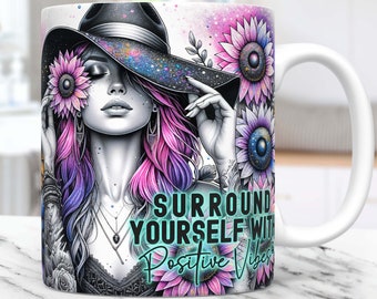 Daily Affirmations Mug Wrap Sublimation Mug Design Templates PNG, 11oz & 15oz snarky funny Mug PNG, Digital Download