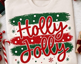 Polka Dot Stripe Holly Jolly PNG, Trendy Coquette Christmas Png, Varsity Png, Merry Christmas Png, Girly Png, Trendy Holiday Png