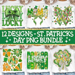 St Patrick&#39;s Day Png Bundle, Glitter Lucky St Patrick&#39;s Day Coquette Png, Lucky Png, St Patricks, St Patrick day Png, St Pattys day Png