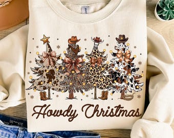 Howdy Christmas Png, Western Christmas Png, Coquette Christmas Png Design, Cowboy Christmas Png, Christmas Cowgirl, Retro Christmas Tree Png