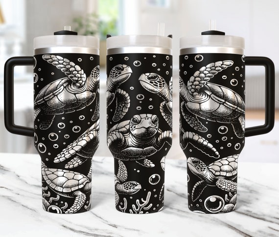 Turtle Tumbler Wrap Laser Svg, 40oz Laser Engraved Sea Baby Turtle Tumbler, Laser Engraving Svg, Summer 40 oz Tumbler Laser File Svg Design