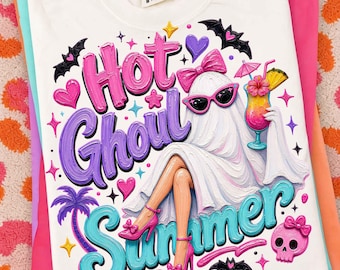 Hot ghoul Summer Halloween PNG, Funny Ghost summer Png, girly Summer png, Halloween cocktail summer png, ghost funny, Summerween Vibes Png