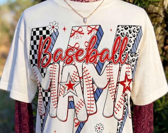 Mamá de béisbol retro PNG, Mamá de béisbol PNG, Coqueta de béisbol PNG, Día de juego de béisbol PNG, Sublimación de mamá de béisbol retro PNG