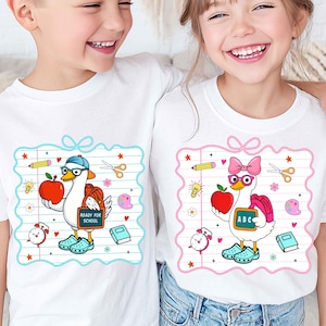Boy Girl Back To School Png, First Day Of School Png, Kids Back To School Png, First Day Of School Png sublimation designs, School Goose png