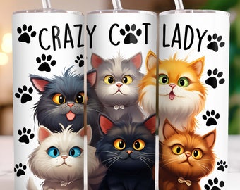 Cats Tumbler Wrap Cat Lovers Skinny 20 oz Tumbler Sublimation Design Funny Cat Tumbler PNG, Digital Download
