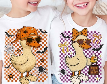 Bijpassende Halloween-png, grappige Halloween-gans png, jongensmeisje-Halloween png, kinder-Halloween png, ontwerpen voor broer-zus Halloween-sublimatie