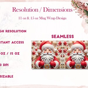 3D Santa Christmas Mug Wrap Cute Mug Wrap Sublimation Design PNG 3D ...