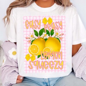 Easy Peasy Png, Lemon Summer Png, Preppy Lemon Coquette Png, Summer Vibes Png, Girly Summer Shirt Design, Lemon Shirt Png, Lemonade Design image 2