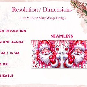 3D Santa Christmas Mug Wrap 3D Cute Santa Claus Mug Wrap Sublimation ...