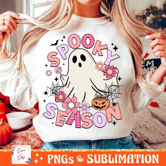 Spooky Season PNG, Halloween Png, Girly Halloween png, Floral Cute Ghost Png, Halloween Mama Png, Halloween Shirt Sublimation Designs