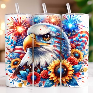American Bald Eagle 20 oz Tumbler Wrap Skinny Sublimation Design, Patriotic Tumbler Png, 4th Of July Tumbler Wrap, Digital Download