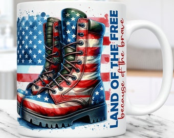 Envoltura para taza del Día de los Veteranos, diseño de sublimación de envoltura para taza con bandera estadounidense PNG, plantilla para taza de 11 oz y 15 oz, envoltura para taza del 4 de julio