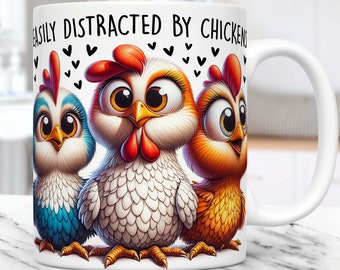 Funny Chicken Mug Wrap, Rooster Mug PNG, Chicken Lover Mug Wrap Sublimation Design PNG, 11oz & 15oz Coffee Cup Template, Digital Download