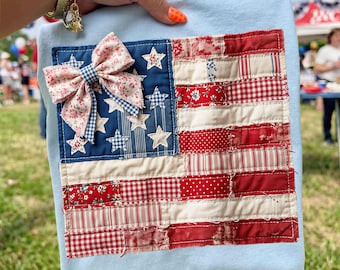 Bandera estadounidense de patchwork falso PNG, EE. UU. acolchado falso PNG, diseño patriótico de patchwork vintage, gráfico de sublimación del 4 de julio, bandera de EE. UU. PNG