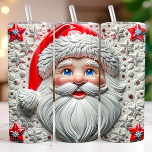 3D Christmas Santa Tumbler Wrap, 20oz Skinny Tumbler Sublimation Design Tapered & Straight Tumbler PNG Santa Claus, Instant Digital Download