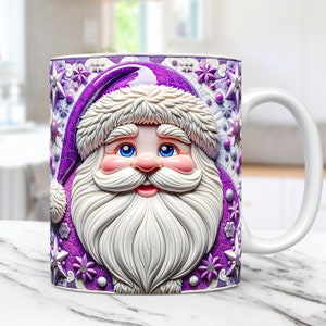 3D Santa Christmas Mug Wrap Bundle Cute Mug Wrap Sublimation Designs ...