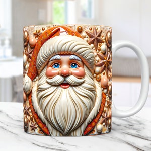 3D Santa Christmas Mug Wrap Bundle Cute Mug Wrap Sublimation Designs ...