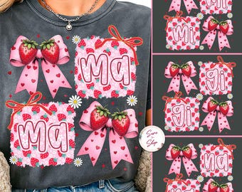 Mama Jordgubbskoquett Bundle Png, Retro Jordgubbsmamma Png, Mama Mini Png, Preppy Mama Png, Mama Sublimeringsdesign, Present till Mamma Png
