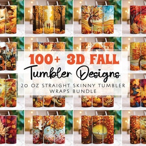 3D Fall Tumbler Wrap Bundle 20 oz Skinny Tumbler Sublimation Designs Straight Tumbler PNG, Instant Digital Download