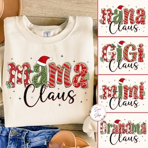 Christmas Mama Gigi Nana Claus Bundle Png, Mama Claus png, Christmas Tree png, Christmas coquette png, Doodles Xmas, Christmas Santa Png