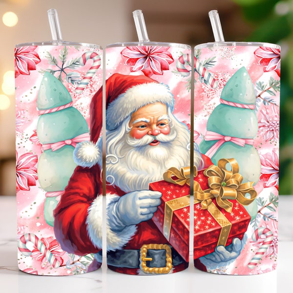 Christmas Tumbler Wrap Santa Claus Tumbler Wrap Sublimation Design PNG Xmas Holiday Tumbler Wrap Skinny 20 oz Santa Christmas Tumbler Wrap
