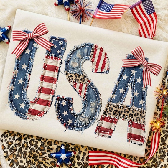 4th of July Faux Patchwork USA Png, USA Png, 4th of July Png, American Flag Png, Patchwork Patriotic Design, USA Flag Png, Digital Download