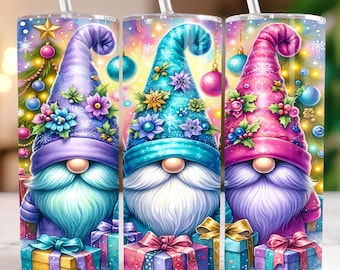 Cute Christmas Gnomes Tumbler Wrap Winter Skinny 20 oz Tumbler Sublimation Design Christmas Gnomes Tumbler PNG, Instant Digital Download