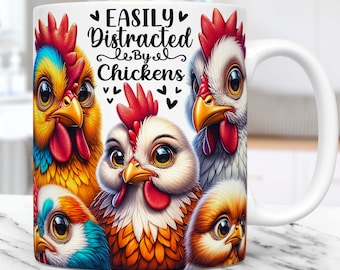 Funny Chicken Mug Wrap, Chicken Lover Mug Wrap Sublimation Design PNG, Rooster Mug PNG, 11oz & 15oz Coffee Cup Template, Digital Download
