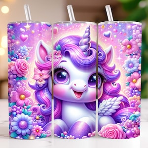 Unicorn Tumbler Wrap, 20oz Skinny Unicorn Tumbler Sublimation Design, Cute Unicorn Tumbler PNG, Instant Digital Download