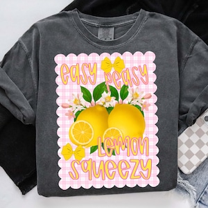 Easy Peasy Png, Lemon Summer Png, Preppy Lemon Coquette Png, Summer Vibes Png, Girly Summer Shirt Design, Lemon Shirt Png, Lemonade Design image 1