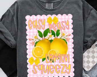 Easy Peasy Png, Lemon Summer Png, Preppy Lemon Coquette Png, Summer Vibes Png, Girly Summer Shirt Design, Lemon Shirt Png, Lemonade Design