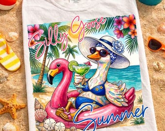Retro Summer PNG, Silly Goose Png, Funny Goose Png, Cute Margarita Goose Graphic, Girly Tropical Vacation Shirt Sublimation, Beach life Png