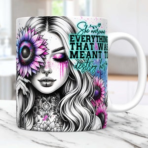 Daily Affirmations Mug Wrap Sublimation Design Mug Templates PNG, Floral self love Mug Png, Motivational 11oz & 15oz Mug Wrap