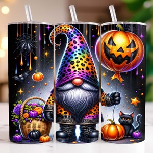 Halloween Gnome Tumbler Wrap Spooky Vibes 20oz Tumbler Sublimation Design Gnome Tumbler PNG Halloween Tumbler Wrap, Digital Download