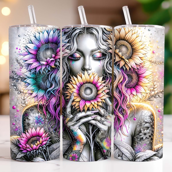 Floral 20oz Tumbler wrap, Western Sunflower Tumbler Sublimation Design Png Templates, Instant Digital Download