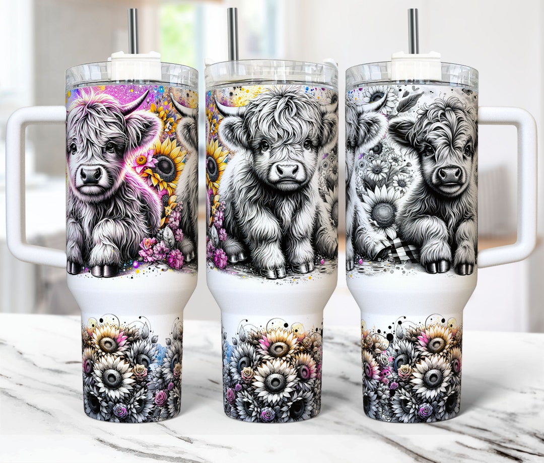 Baby Highland Cow 40oz Tumbler Wrap Cute Highland Cow 40oz Tumbler Png ...