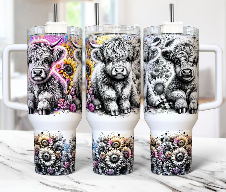 Baby Highland Cow 40oz Tumbler Wrap Cute Highland Cow 40oz Tumbler Png ...