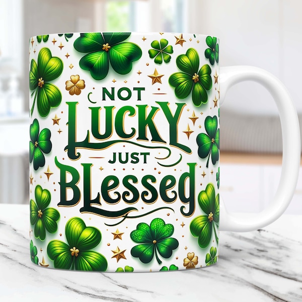 St Patricks Day Mug Wrap, St Patrick’s Day 15 oz 11 oz Mug PNG Sublimation Design, Shamrock Mug Wrap, St Patrick’s Day Mug Wrap