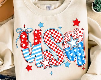 Retro USA Coquette Png, Preppy USA Png, 4th of July Png, America Brushstroke Png, Checkered USA Png, Preppy Memorial Day Png, patriotic Png