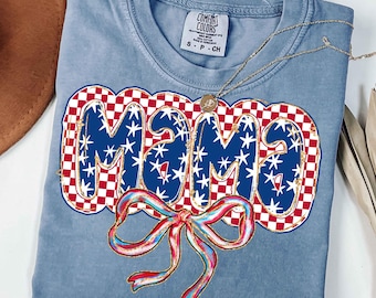 Checkered American Mama PNG, 4th of July Mama Png, Fourth of July Png, Retro American Mama Png, American Independence, Patriotic Png