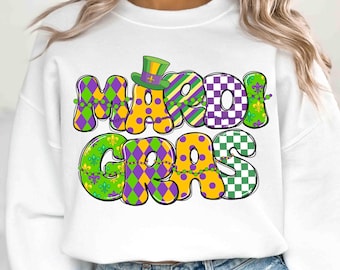 Retro Mardi Gras png, Fleur De Lis Png, Mardi Gras Shirt Design, New Orleans Png, Mardi Gras Beads PNG, Louisiana Png Sublimation