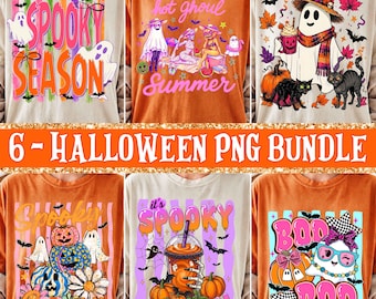 Striped Halloween PNG Bundle, Spooky Season Ghost PNG, Coquette Halloween Shirt Design, Trendy Fall Ghost Sublimation Png