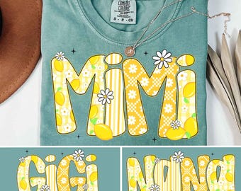 Preppy Mimi Gigi Nana Lemon Bundle Png, Cute Lemon Floral Mimi Png, Summer Sublimation, Preppy Gigi Png, Preppy Nana Png, Mothers day Png