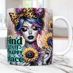 Daily Affirmations Mug Wrap Sublimation Mug Design Templates PNG, 11oz & 15oz Sunflowers funny Mug PNG, Digital Download