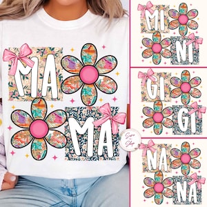 Floral Mama Coquette PNG Bundle, Matching Mama mini png, Mama Floral Png, Preppy Mama Png, Gift for mom, Mothers Day png, Preppy Mama Png