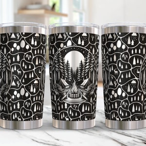 Camping Tumbler Wrap Laser Svg, 20oz Laser Engraved Tumbler Wrap, Camping Laser Engraving Svg, Outdoor 20 oz Tumbler Laser File Svg Design