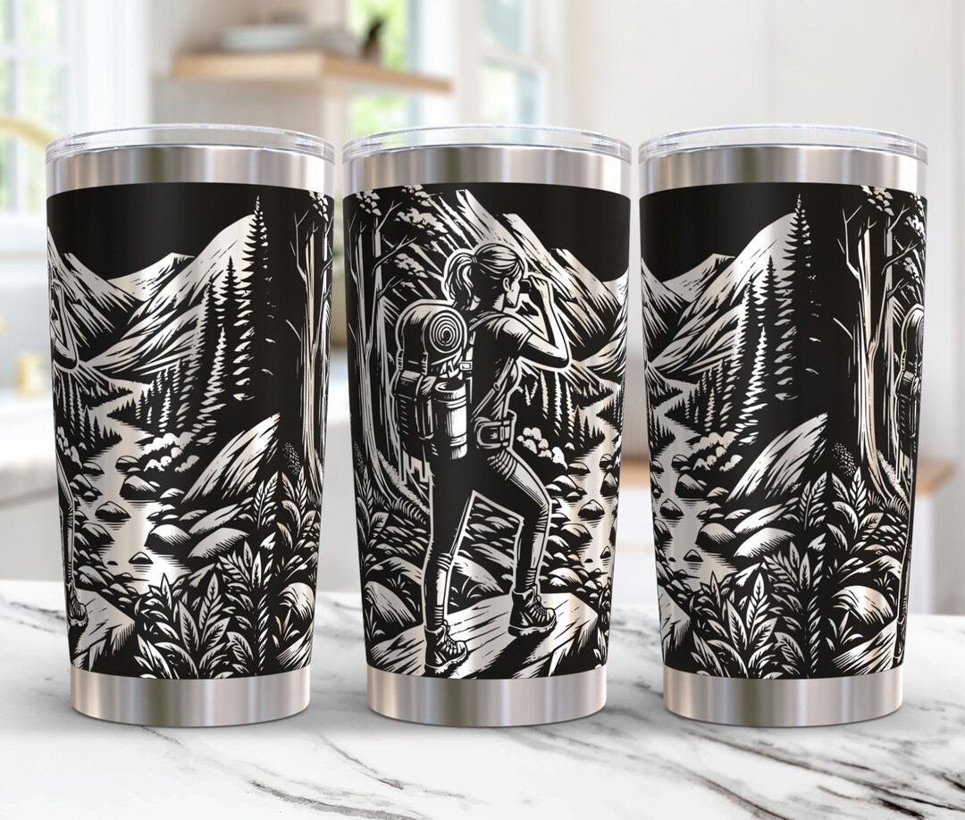 Camping Tumbler Wrap Laser File Svg, Outdoor 20 Oz Tumbler Laser File ...