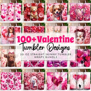 Valentine Tumbler Wrap Bundle, 20oz Skinny Valentine Tumbler Sublimation Designs, Valentines day Tumbler PNG, Instant Digital Download